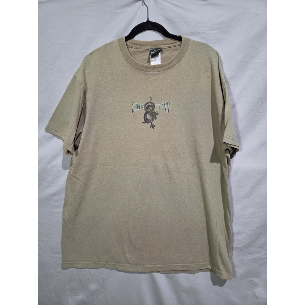 Silver Strand Dragon Graphic Tee Men XL Tan Year of the Dragon USA Asian Artwork